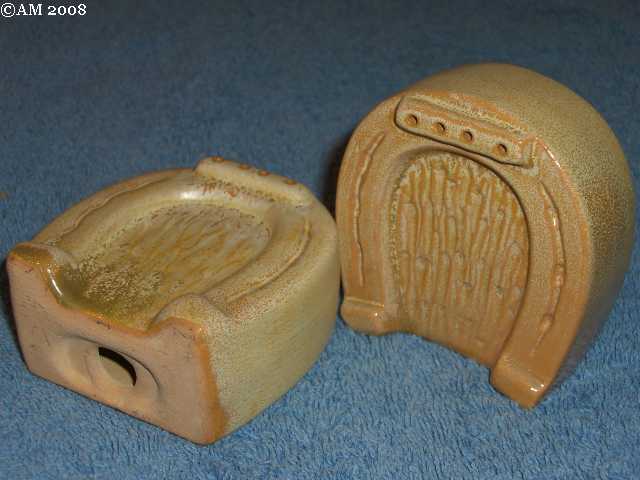 Frankoma Horseshoe shakers glazed desert gold